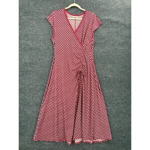 Max Studio Womens Faux Wrap Maxi Dress Size M Red Floral Print Travel Knit EUC